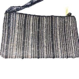 Black Beaded Evening Wristlet